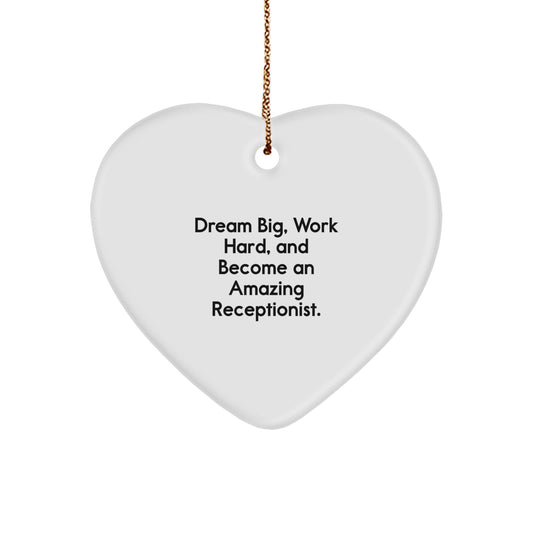Funny Inspirational Receptionist Gifts for Men, Women, Friends, Coworkers, Family - Heart Ornament for Christmas - Image 1