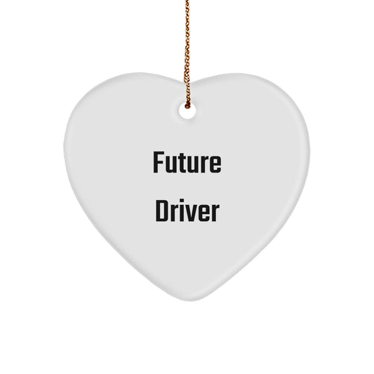 Funny Future Driver Christmas Unique Gifts for Driver, Heart Ornament from Friends, Cute Driver Heart Ornament with Inspirational Quote, Gifts for Driver, Fun Driver Christmas Decor - Image 1