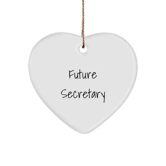 Funny Future Secretary Gifts from Mom, Heart Ornament for Secretary, Christmas Unique Secretary Gift - Image 1