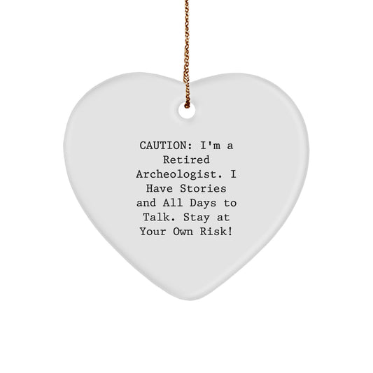 Funny Archeologist Heart Ornament, Gifts from Friends to Archeologists, Christmas Unique Gifts for Archeologists, Heart-Shaped MDF Ornament with Gold Cord - Image 1