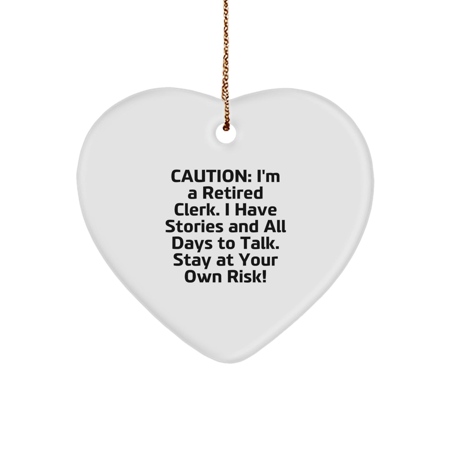 Funny Retired Clerk Heart Ornament Gifts from Friends - Christmas Unique Presents for Clerk - Image 1
