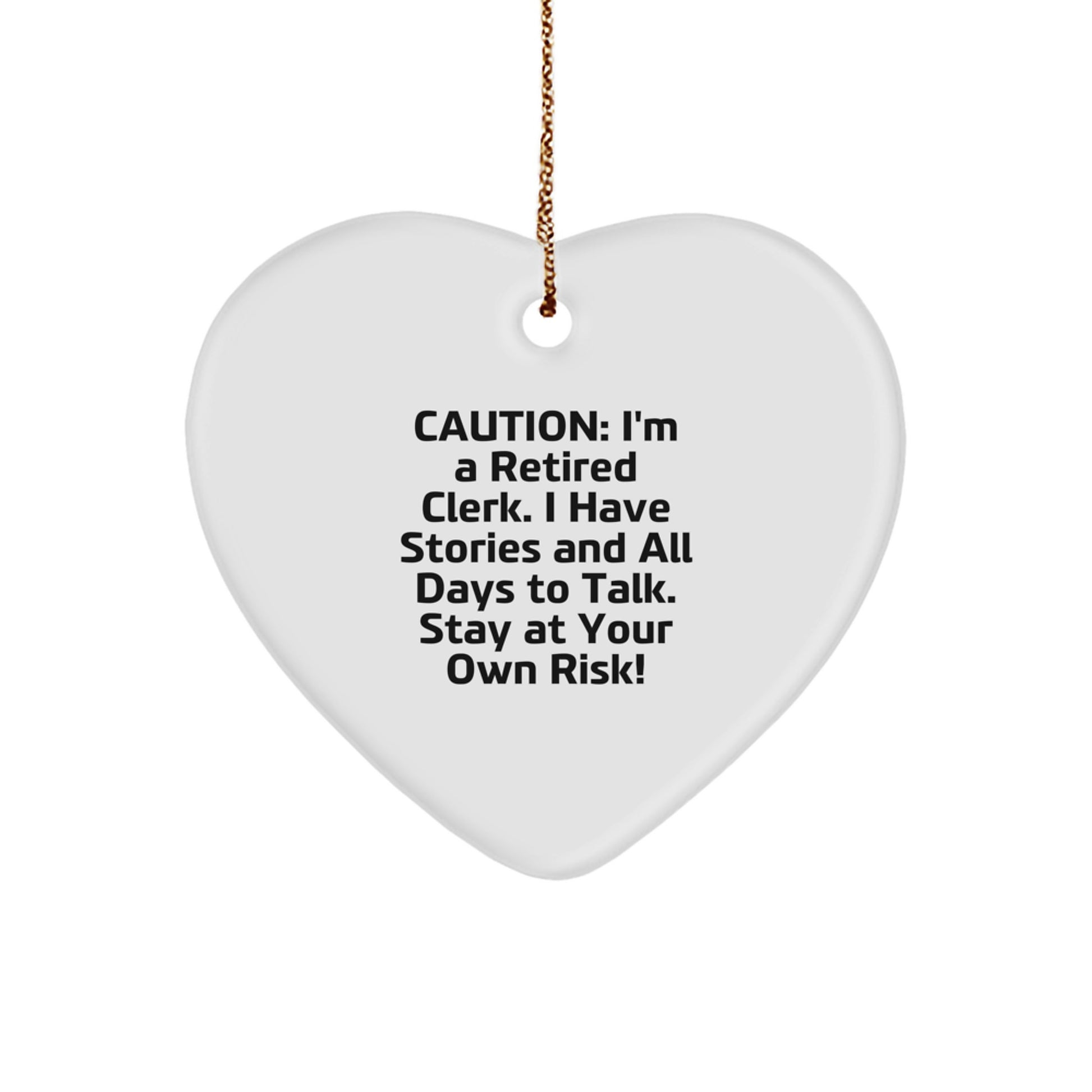 Funny Retired Clerk Heart Ornament Gifts from Friends - Christmas Unique Presents for Clerk - Image 1