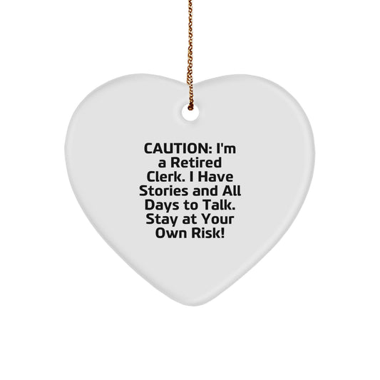Funny Retired Clerk Heart Ornament Gifts from Friends - Christmas Unique Presents for Clerk - Image 1