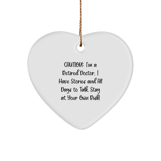 Funny Doctor Heart Ornament, Gifts from Friends, Family, or Coworkers for Doctors, Caution: Stories Ahead, Christmas Unique Gifts - Image 1