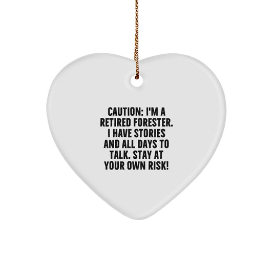 Funny Forester Gifts, Heart Ornament, Caution - Gifts from Friends for Forester, Unique Christmas Unique Gifts for Men - Image 1