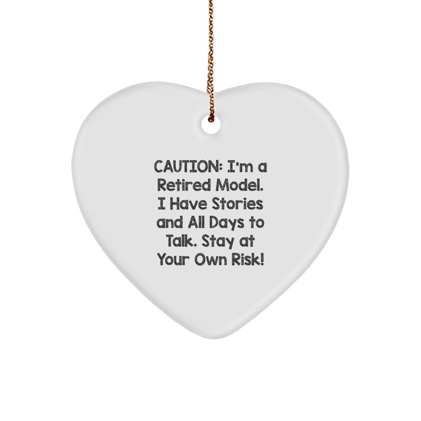 Funny Model Quotes Heart Ornament, Unique Model Gifts for Women, Christmas Decorations from Friends, Heart Shaped MDF Ornament with Gold Cord - Image 1