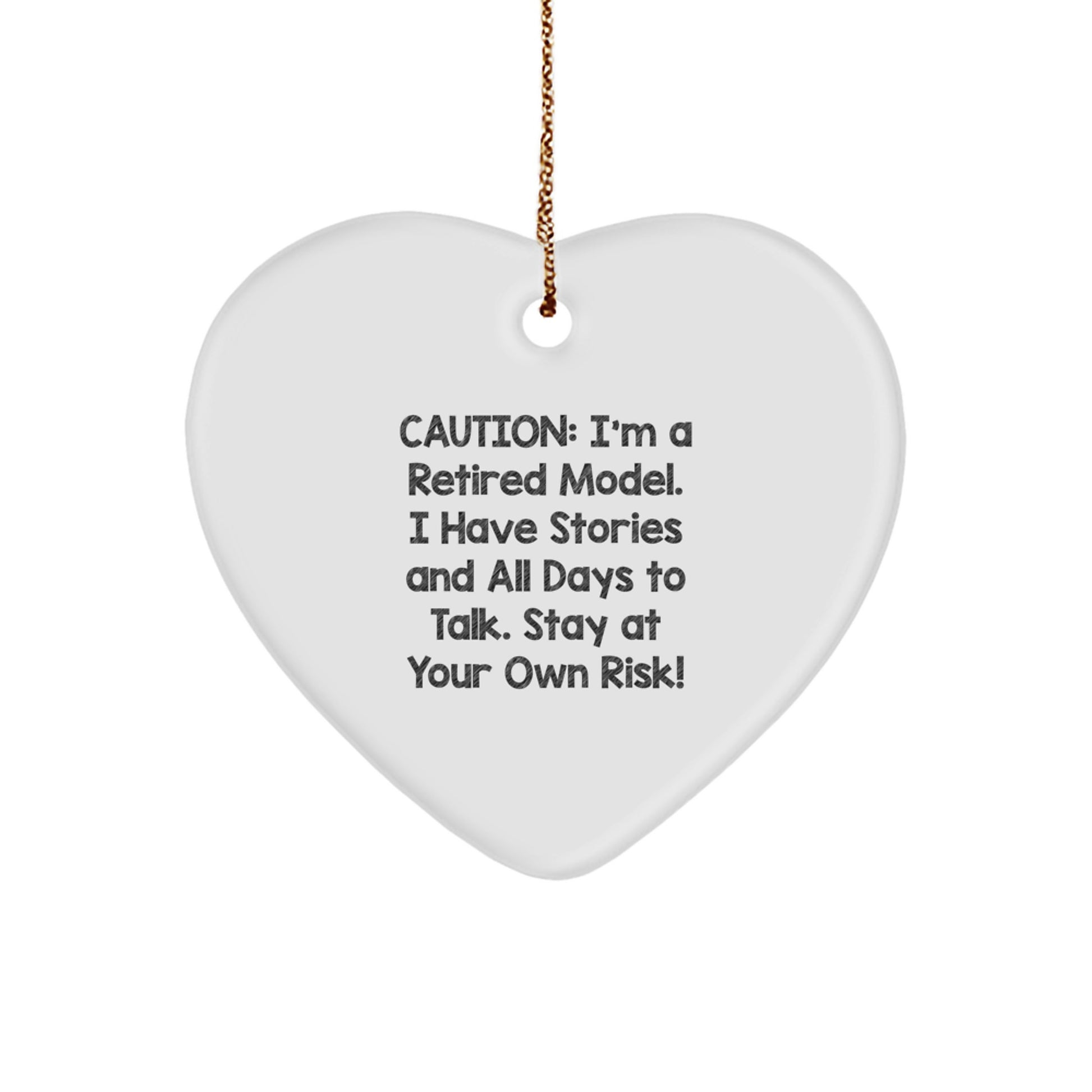 Funny Model Quotes Heart Ornament, Unique Model Gifts for Women, Christmas Decorations from Friends, Heart Shaped MDF Ornament with Gold Cord - Image 1