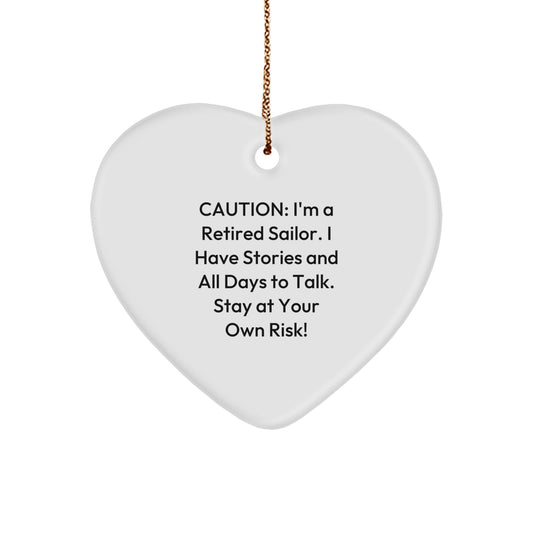Funny Sailor Heart Ornament Gifts from Men to Friends, Cute Sailor Christmas Unique Gifts, Heart Shaped Ornament for Sailor Women Coworkers Family - Image 1