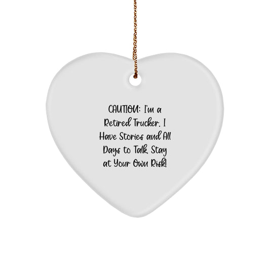 Funny Trucker Gifts from Friends - Retired Trucker Heart Ornament for Men, Christmas Unique Ornament for Trucker Lovers, Trucker Heart Decoration - Image 1
