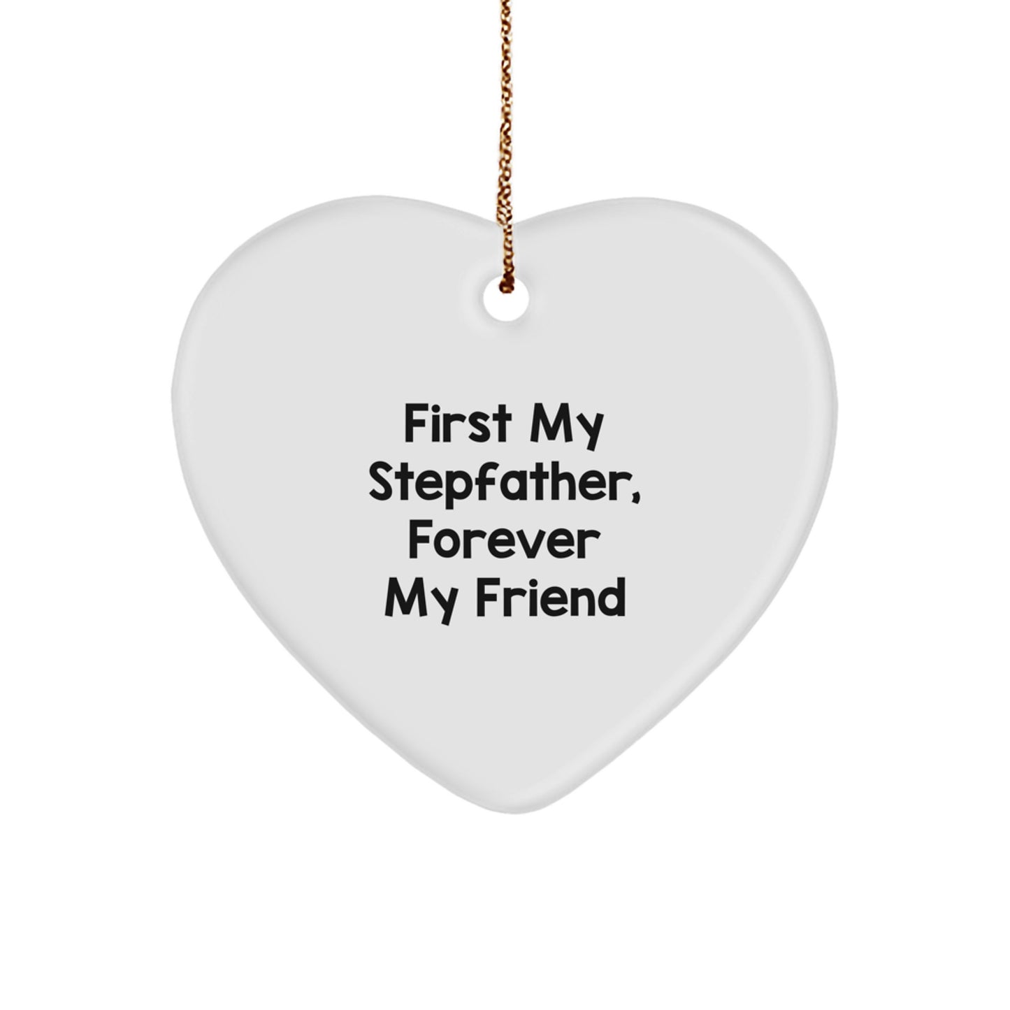 Stepfather Keepsake White Heart Christmas Ornament for Him Gift - Image 1