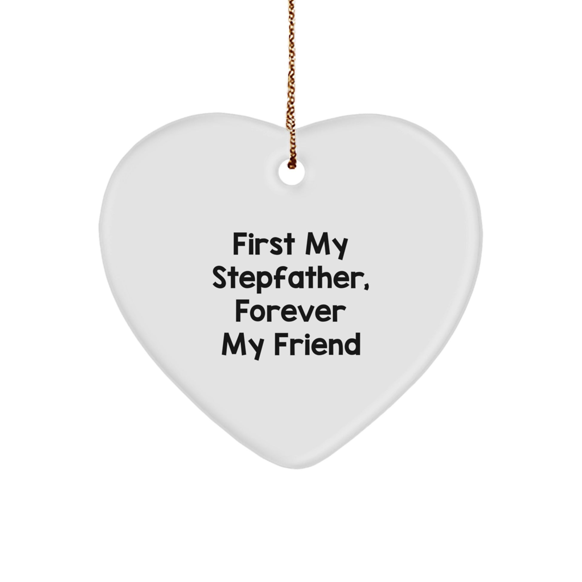 Stepfather Keepsake White Heart Christmas Ornament for Him Gift - Image 1
