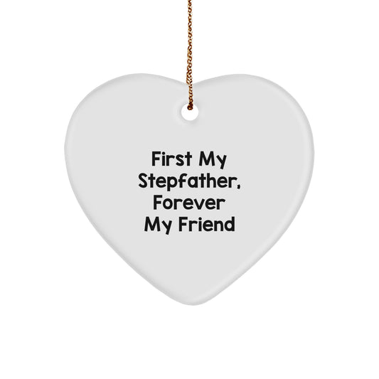 Stepfather Keepsake White Heart Christmas Ornament for Him Gift - Image 1