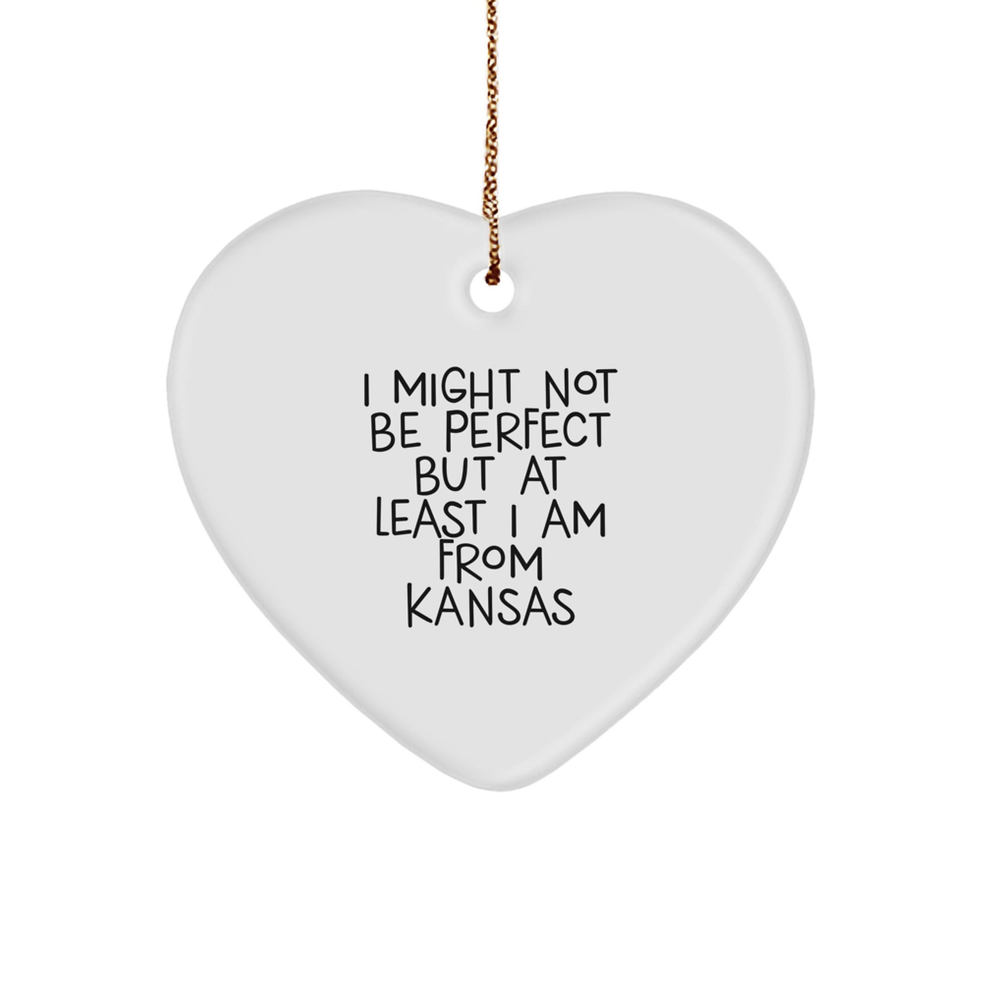 Kansas Heart Ornament, Funny Quote Gifts from Kansas for Men Women Friends Family at Christmas Unique Decorations - Image 1