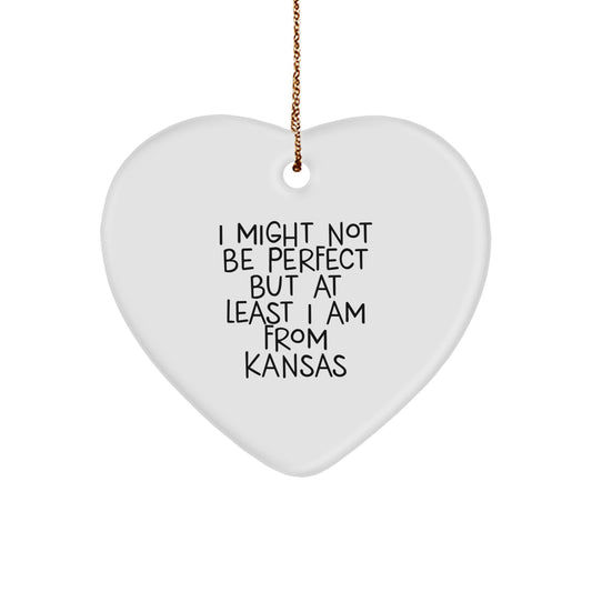 Kansas Heart Ornament, Funny Quote Gifts from Kansas for Men Women Friends Family at Christmas Unique Decorations - Image 1