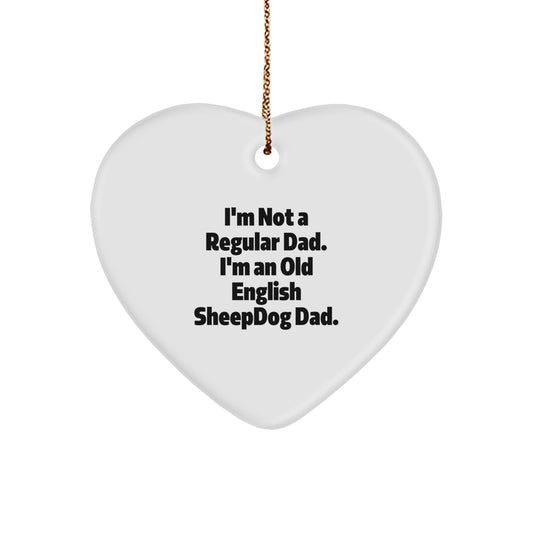 Funny Old English SheepDog Dad Heart Ornament Gifts from Family Members for Christmas Unique Presents - Image 1