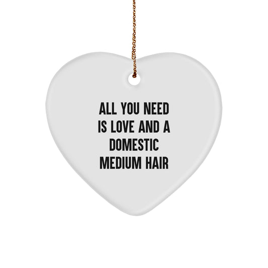 Domestic Medium Hair Cat Keepsake Christmas Ornament for Him Gift Love - Image 1