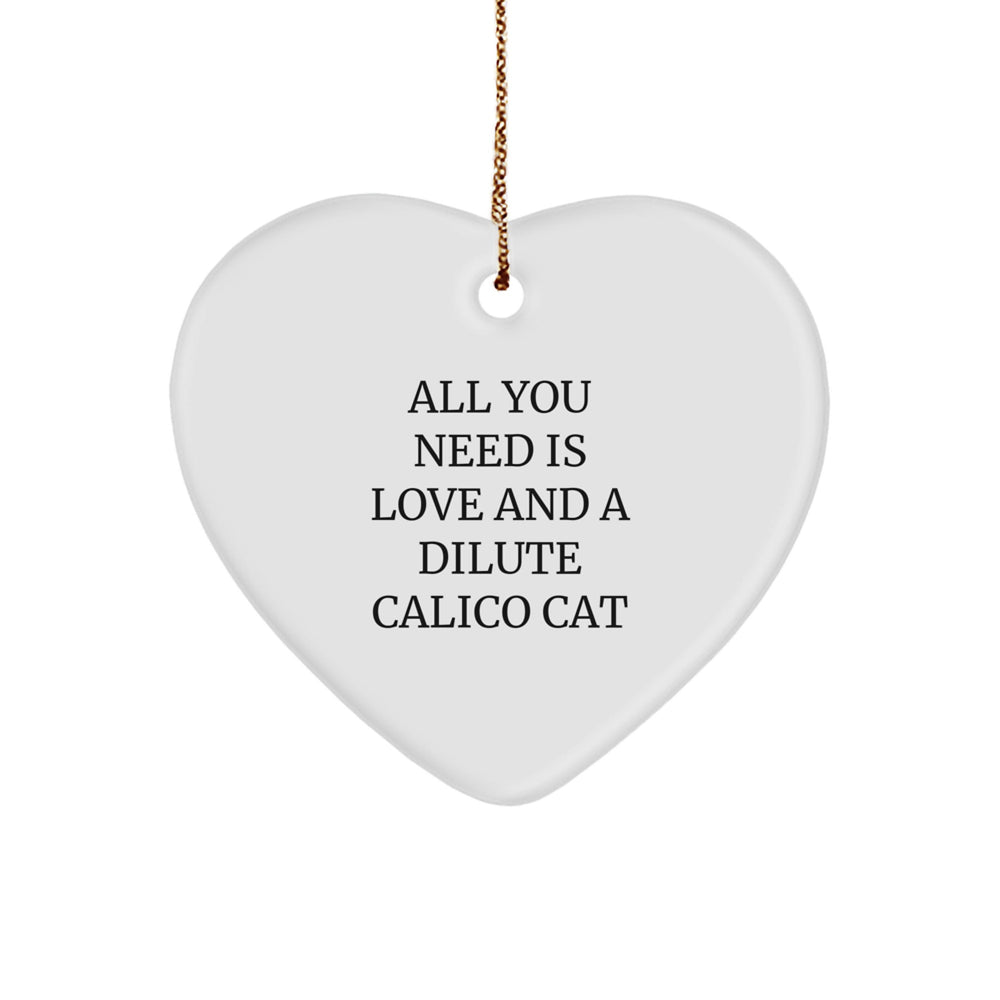 Dilute Calico Cat Lover Gifts from Family, Heart Ornament for Dilute Calico Cat Owner, Christmas Unique Gifts for Dilute Calico Cat Enthusiast - Image 1