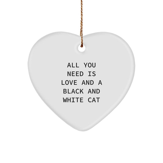 Black and White Cat Heart Ornament Gifts from Lovers for Black and White Cat Owners Christmas Decorations - Image 1