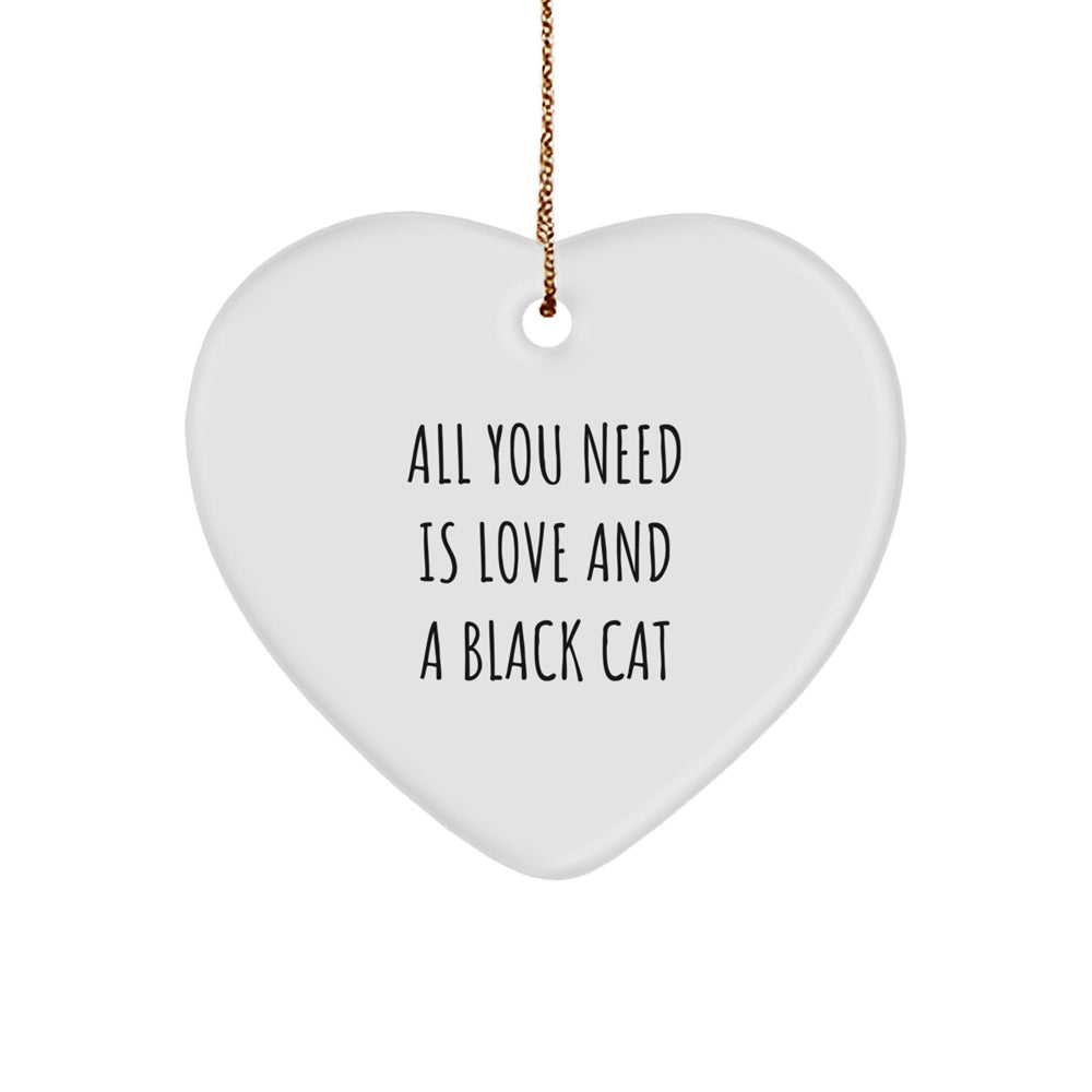 Funny Black Cat Heart Ornament Gifts from Friends to Family for Christmas - All You Need Is Love And A Black Cat - Image 1