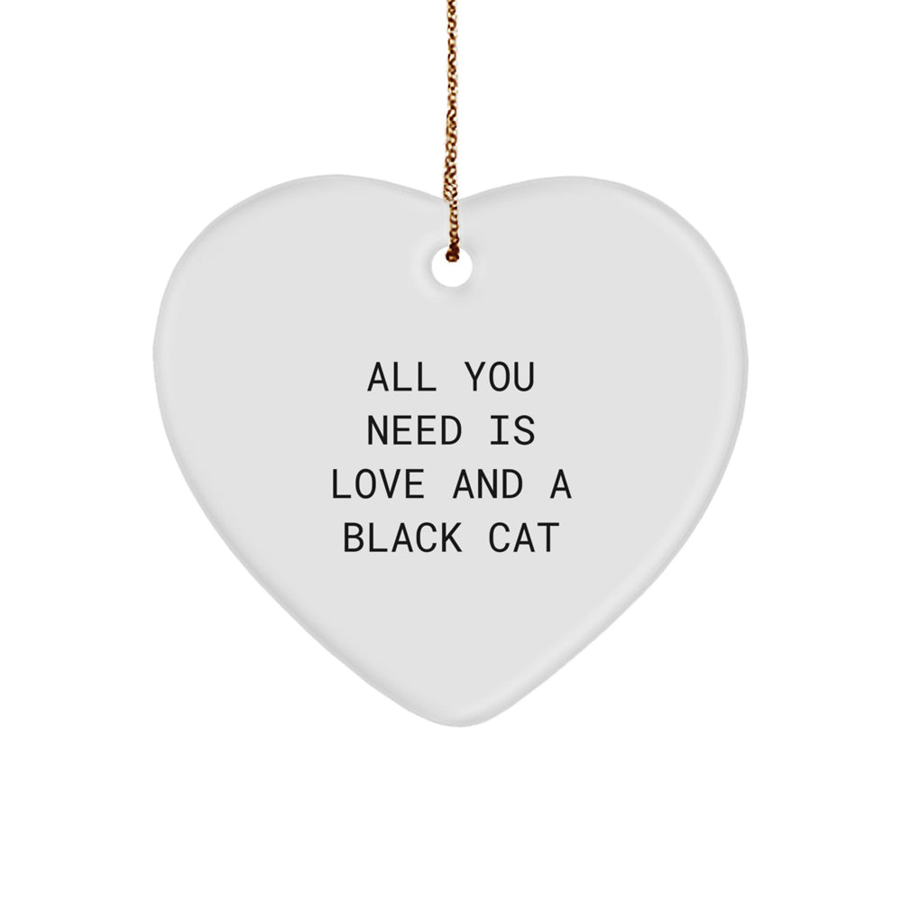 Funny Black Cat Heart Ornament Gifts from Family for Christmas - All You Need Is Love And A Black Cat - Image 1