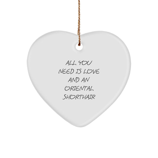 Funny Oriental Shorthair Cat Lover Gifts from Friends, Heart Ornament for Christmas Unique Presents for Women Men Family - Image 1