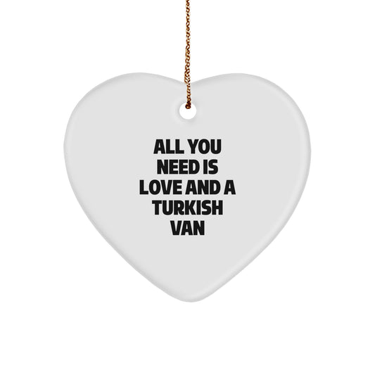 Funny Turkish Van Cat Gifts from Friends for Christmas - Heart Ornament with 'All You Need Is Love' Quote, Unique Christmas Unique Gifts for Men Women Family Pet Lovers - Image 1