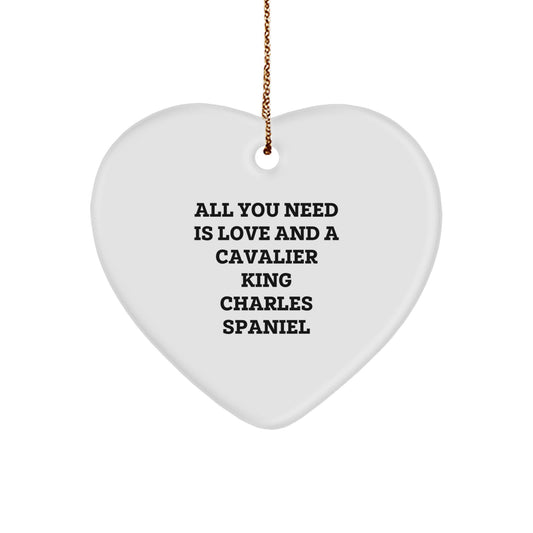 Cavalier King Charles Spaniel Dog Lover Gifts from Family - Christmas Unique Heart Ornaments with All You Need Is Love And A Cavalier King Charles Spaniel Funny Quote - Heart Shaped - Image 1