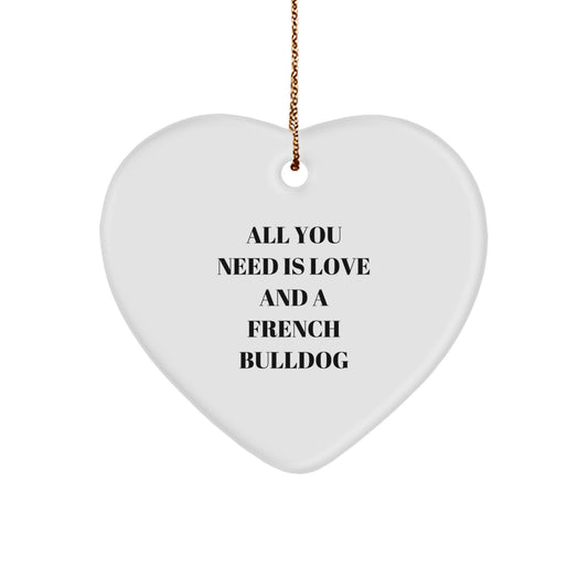 French Bulldog Gifts, Funny Heart Ornament for French Bulldog Lovers, Gifts from Friends for Christmas - Image 1
