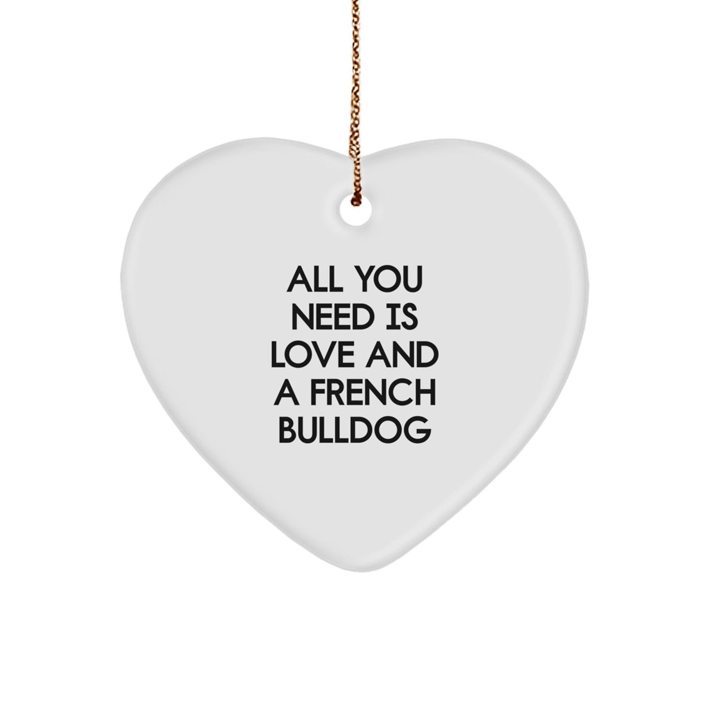 French Bulldog Keepsake Christmas Ornament for Him Gift Love and a Heart - Image 1