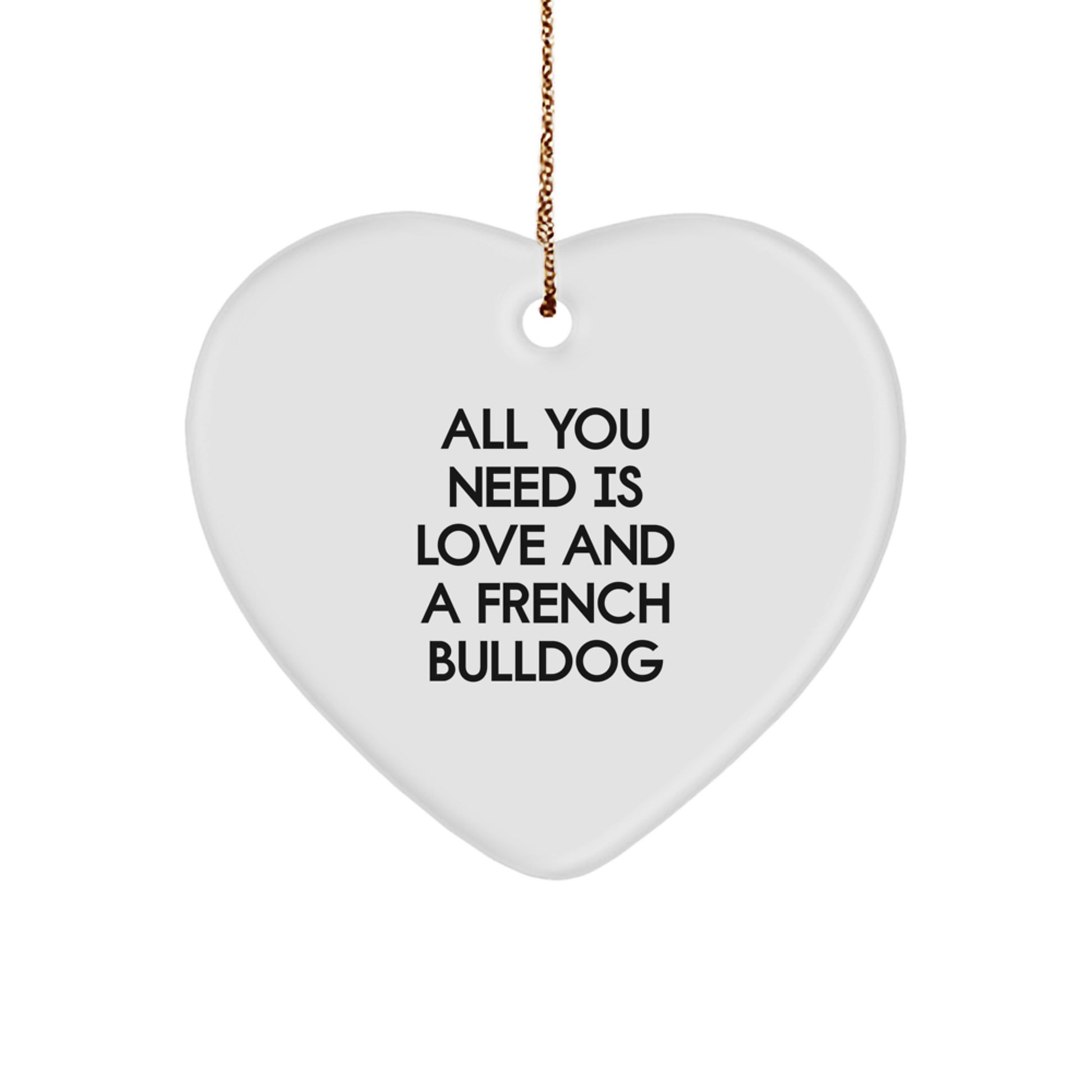 French Bulldog Keepsake Christmas Ornament for Him Gift Love and a Heart - Image 1