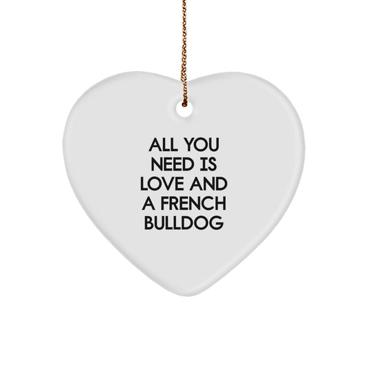French Bulldog Keepsake Christmas Ornament for Him Gift Love and a Heart - Image 1