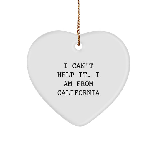 Playful California Heart Ornament for Friends Novelty Christmas Unique Gift - Image 1