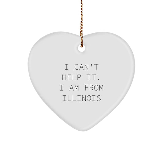 Funny Illinois Heart Ornament Gifts from Friends and Family for Christmas Unique Illinois Decorations I'm From Illinois - Image 1