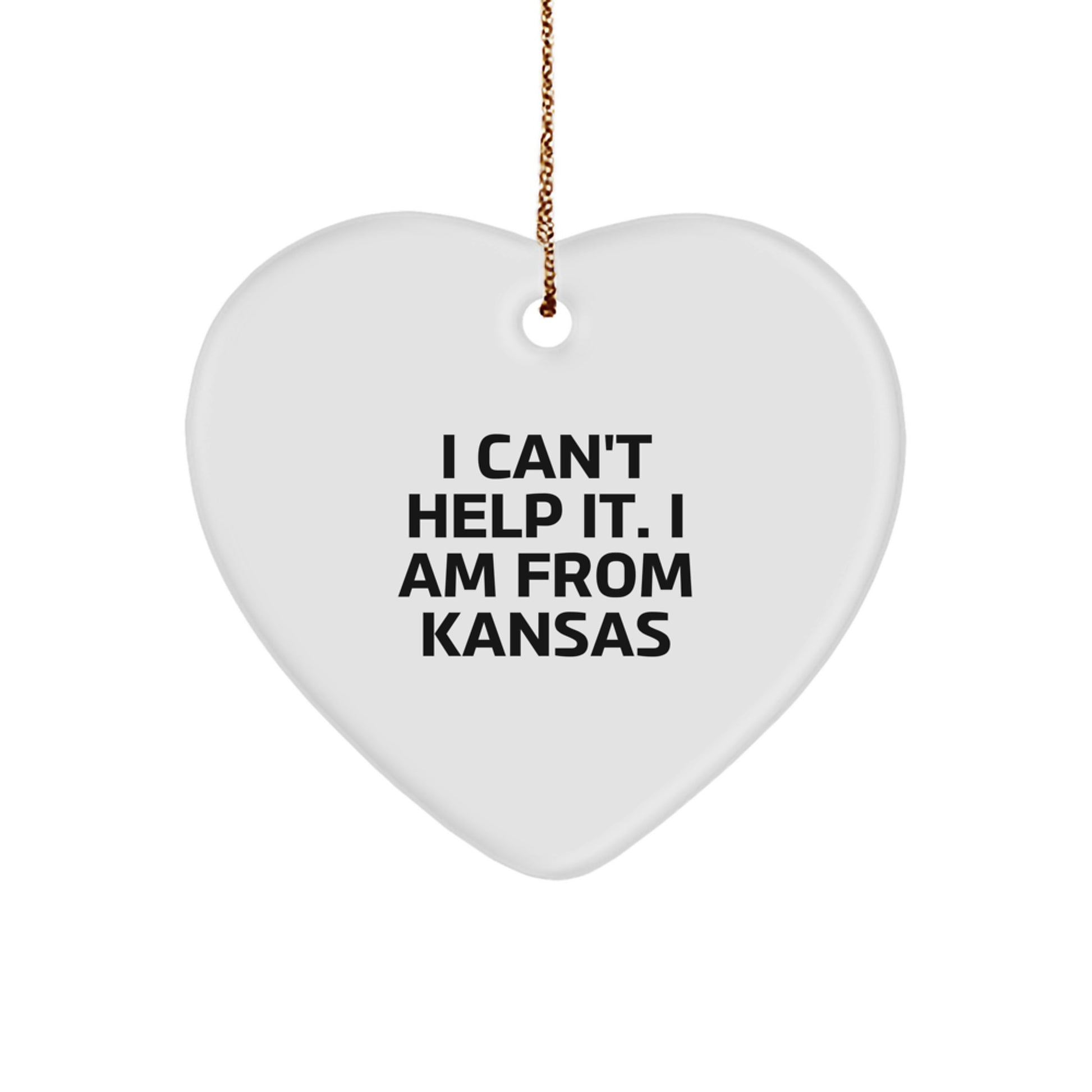Funny Kansas Heart Ornament Gifts from Kansas for Kansas Men and Women, Unique Christmas Unique Gifts from Kansas - Image 1