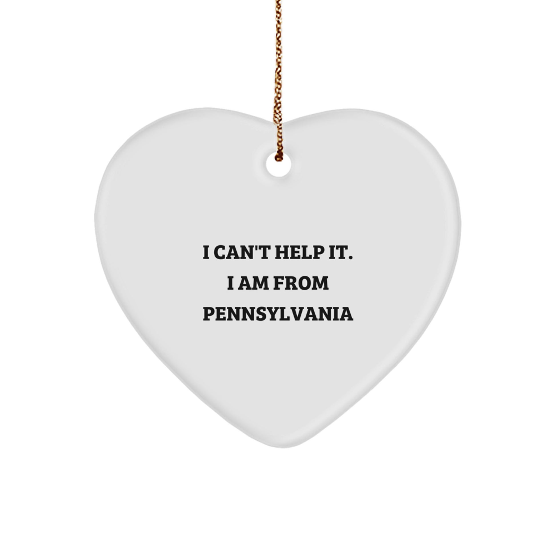 Funny Pennsylvania Heart Ornament Gifts from I Love Pennsylvania, Heart Shaped Ornaments for Pennsylvania Lovers, Great Christmas Unique Gifts for Women from Pennsylvania - Image 1
