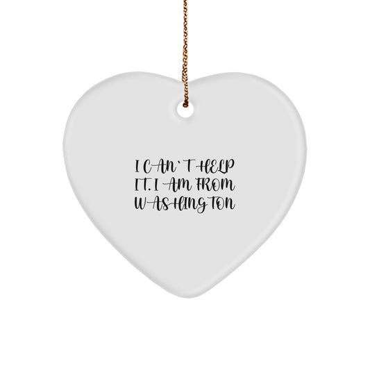 Washington Heart Ornament Gifts from Friends and Family, Funny Heart Shaped Ornament for Washington State Enthusiasts, Christmas Unique Gifts - Image 1
