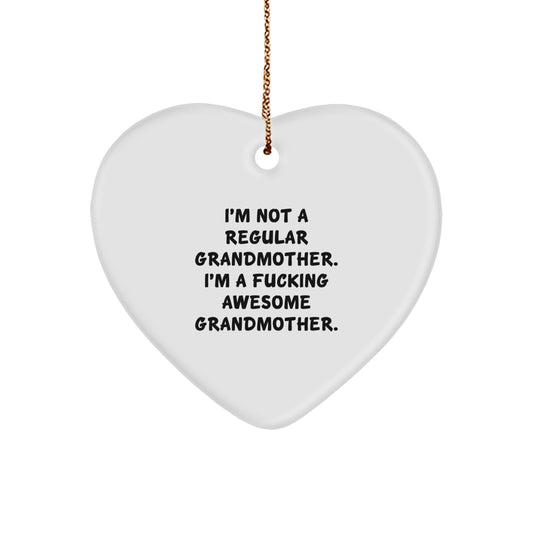 Funny Grandmother Heart Ornament Gifts from Family, Inspirational Heart-Shaped Decor for Grandma's House, Christmas Unique Gifts for Grandmother - Image 1