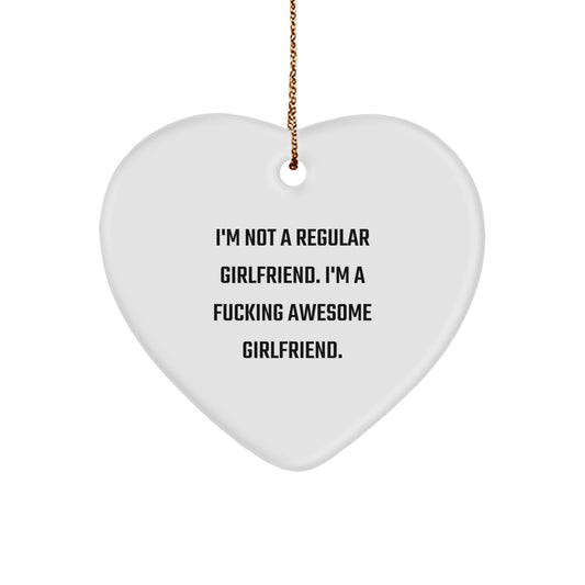 Funny Sweetheart Gifts for Her, Heart Ornament with I'm Not A Regular Sweetheart. I'm A F--king Awesome Sweetheart., Handmade Christmas Unique Gifts from Men to Women - Image 1