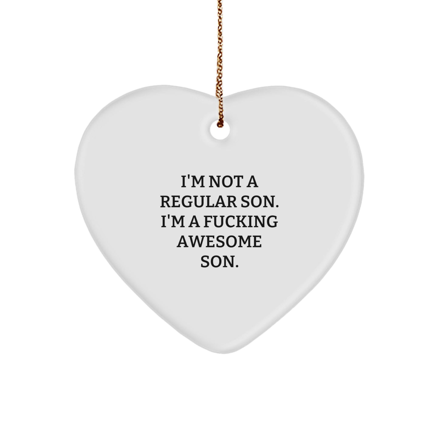 Funny Son Heart Ornament Gifts from Family for Son - Christmas Unique Gifts for Son - Heart Shaped MDF Ornament - Image 1