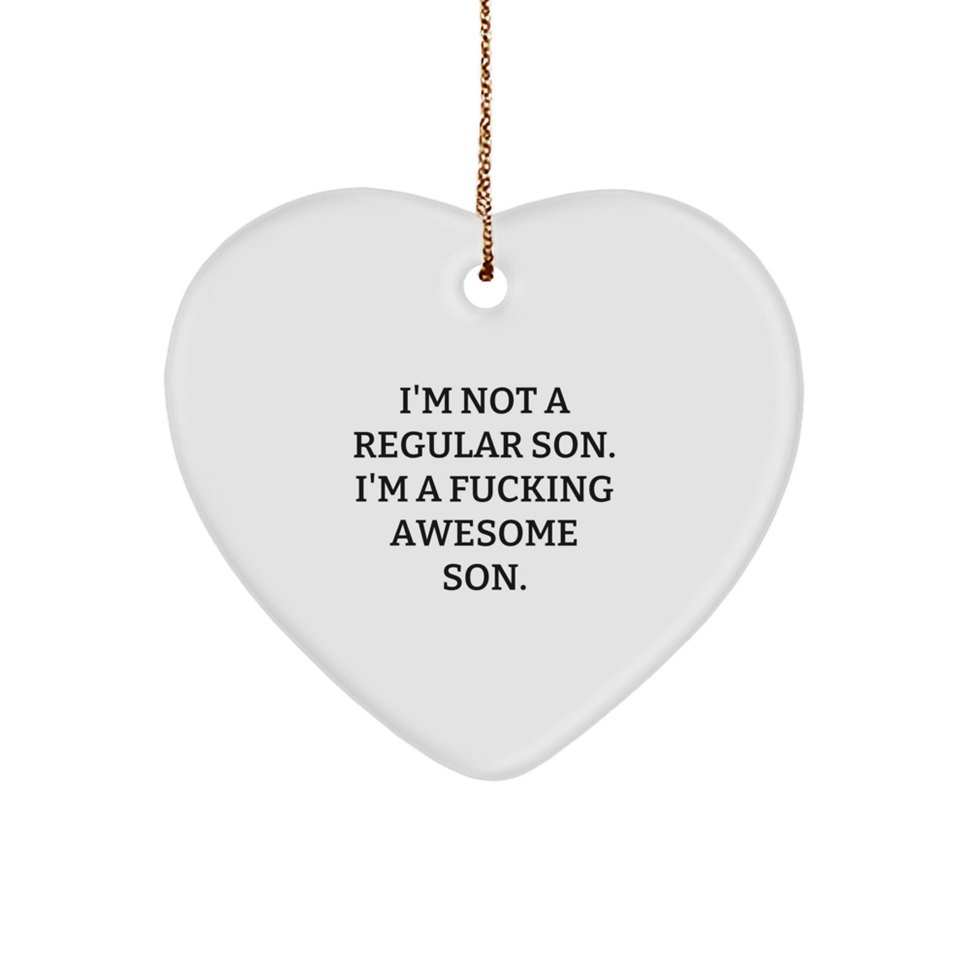Funny Son Heart Ornament Gifts from Family for Son - Christmas Unique Gifts for Son - Heart Shaped MDF Ornament - Image 1