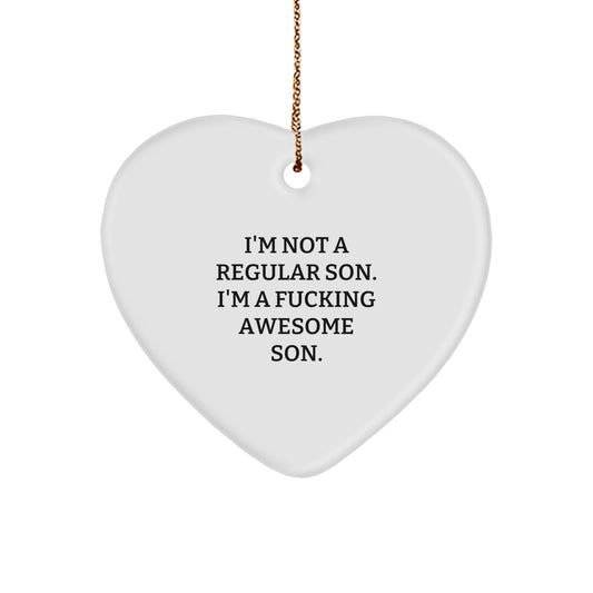 Funny Son Heart Ornament Gifts from Family for Son - Christmas Unique Gifts for Son - Heart Shaped MDF Ornament - Image 1