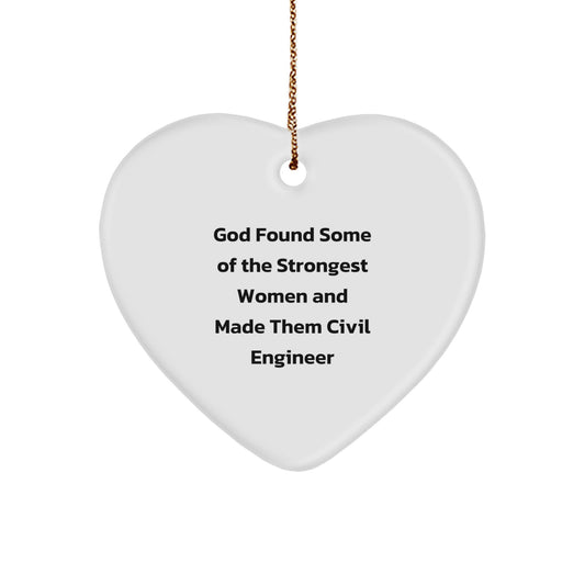 Funny Civil Engineer Heart Ornament Gifts from Men to Women Coworkers - Image 1