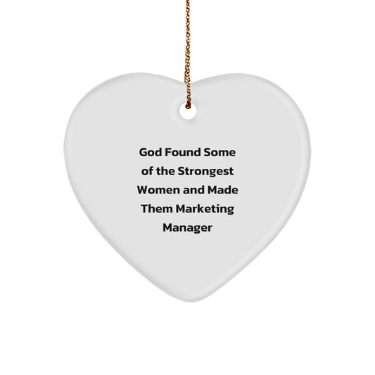 Funny Marketing Manager Gifts for Women from Men, Heart Ornament with Inspirational Quote - Christmas Unique Gift Ideas for Marketing Manager - Image 1