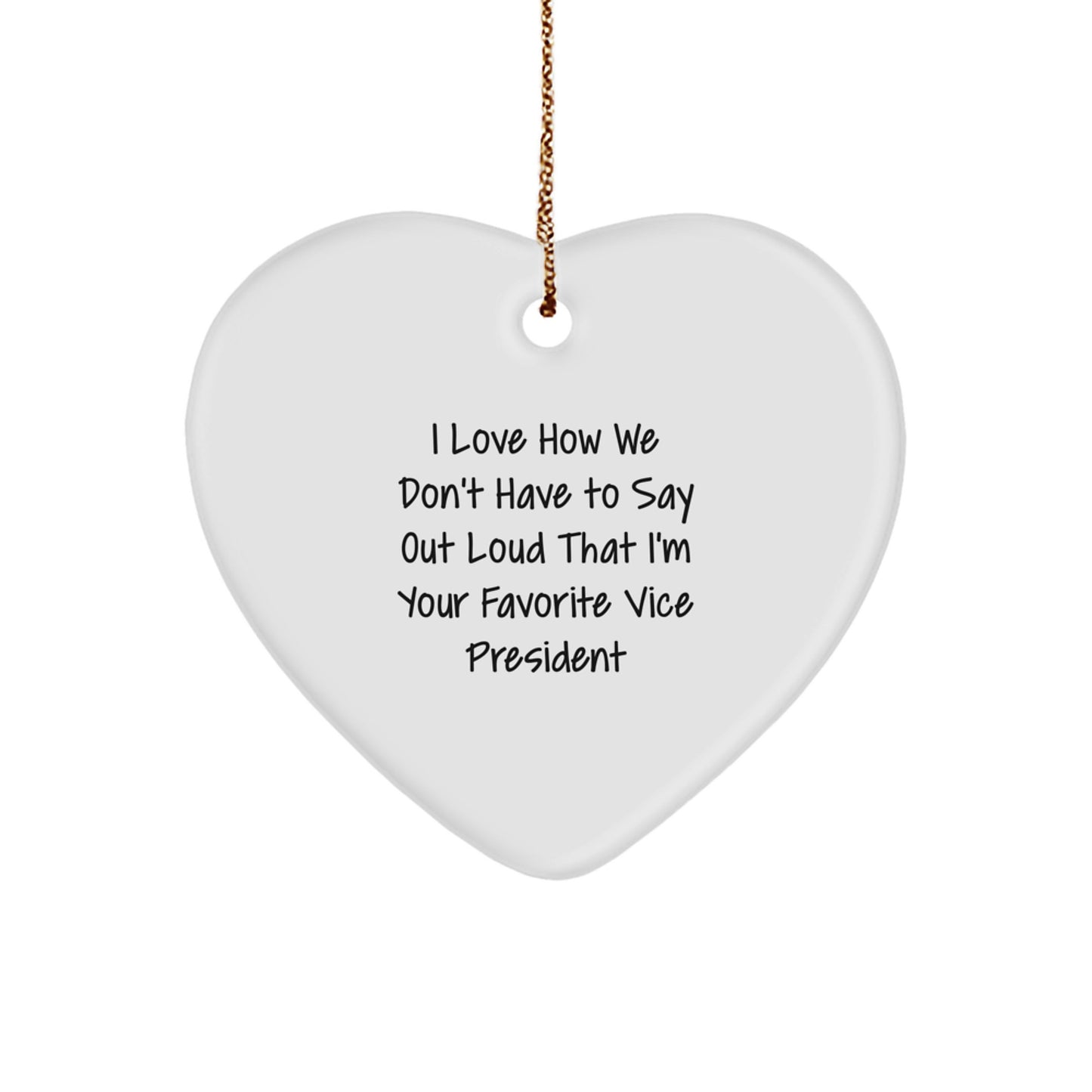 White Heart Christmas Ornament Idea for Coworkers Vice President Gift - Image 1