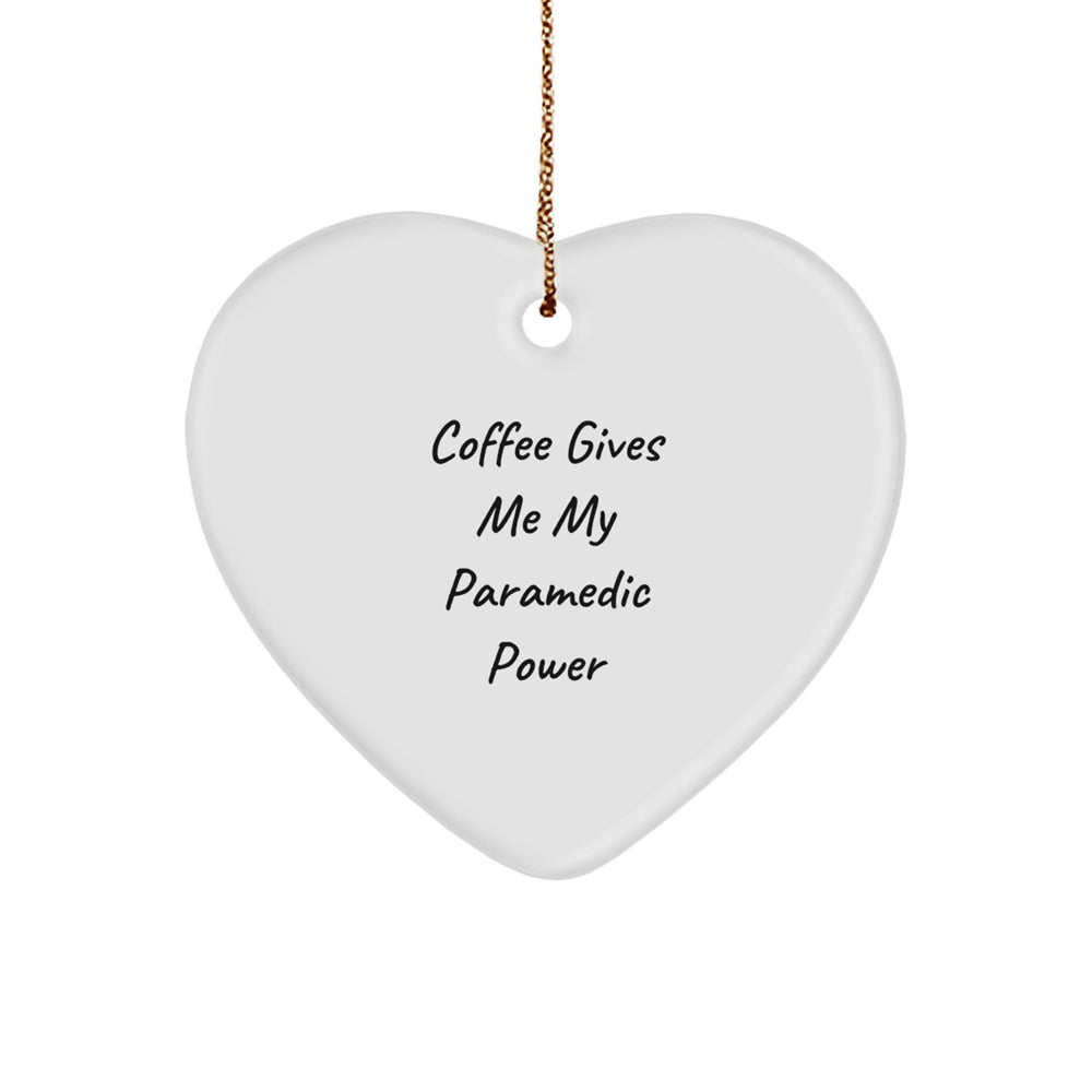 Funny Rescue Worker Gifts from Men to Rescue Worker Christmas Heart Ornament - 'Coffee Gives Me My Rescue Worker Power' - Unique Rescue Worker Heart Ornament for Rescue Worker Friends and Family - Image 1