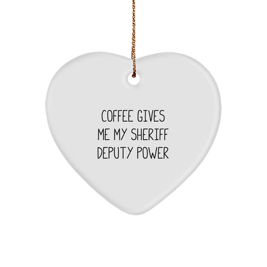 Christmas Unique Gift Sheriff Deputy Heart Ornament for Her Funny Present - Image 1