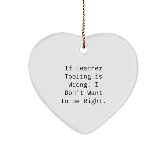 Funny Leather Tooling Heart Ornament Gifts for Men from Friends, Cute Heart Shaped Decorations for Christmas Unique Gifts - Image 1