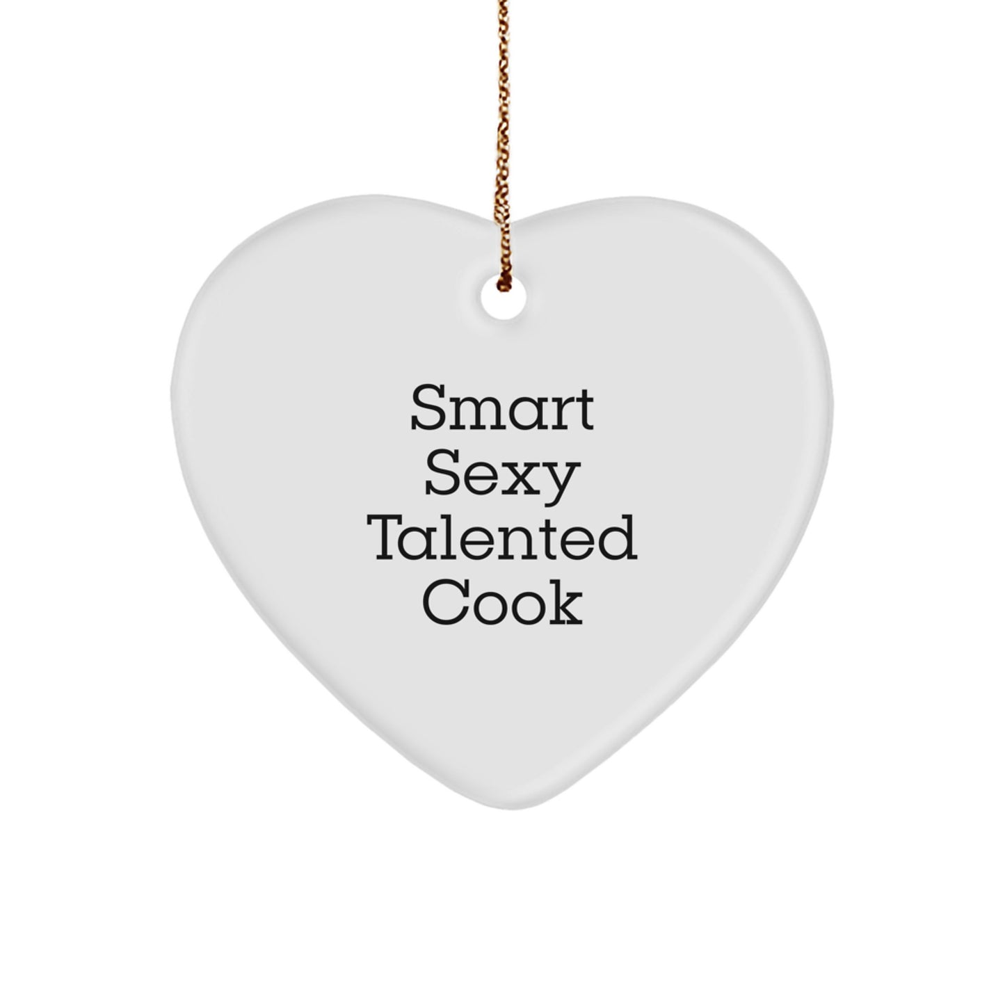 Funny Quote Cook Heart Ornament, Christmas Unique Gifts from Friends to Cook, Heart Shaped Decoration for Kitchen - Image 1