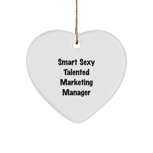 Funny Inspirational Heart Ornament for Marketing Manager Gifts - Gifts from Men or Women - Smart Sexy Marketing Manager Decor for Office, Desk, or Home - Christmas Unique Gifts - Image 1