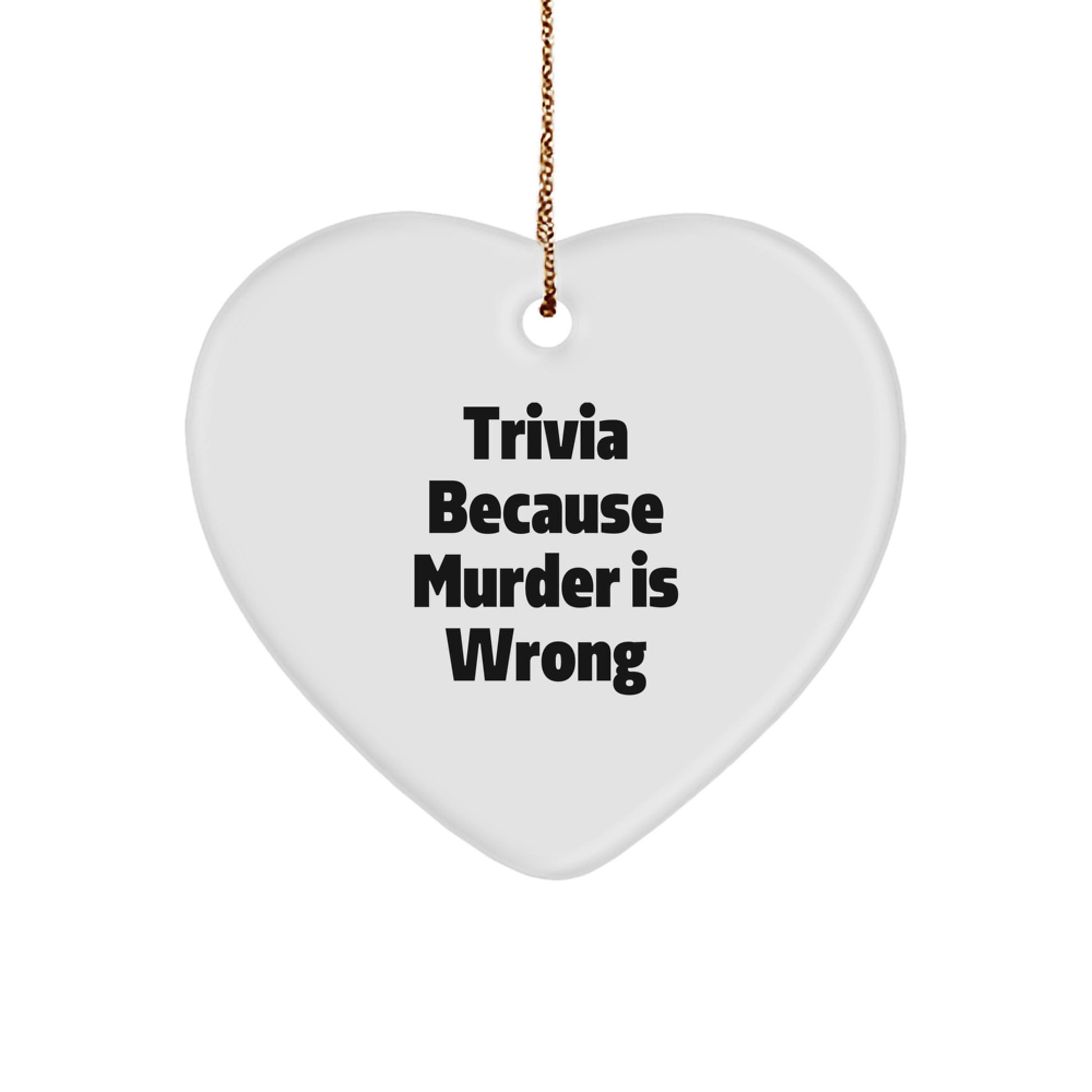 Christmas Unique Gift Trivia Bright White Heart Ornament for Her Present - Image 1